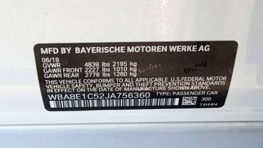 2018 BMW 3 Series WBA8E1C52JA756360