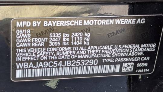 2018 BMW 5 Series WBAJA9C54JB253290