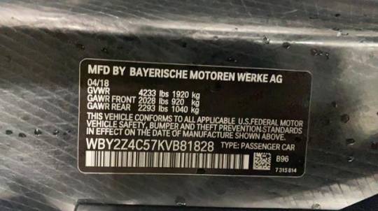 2019 BMW i8 WBY2Z4C57KVB81828