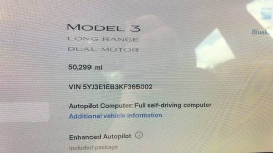 2019 Tesla Model 3 5YJ3E1EB3KF365002