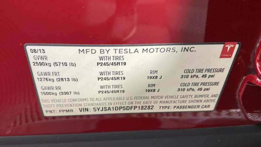 2013 Tesla Model S 5YJSA1DP5DFP18282