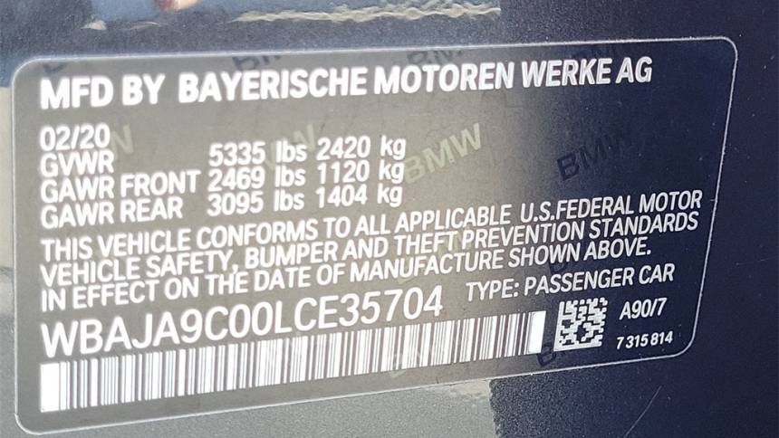 2020 BMW 5 Series WBAJA9C00LCE35704