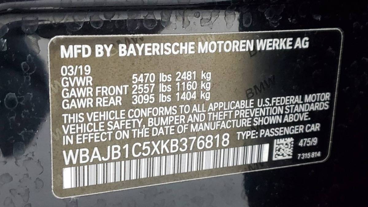 2019 BMW 5 Series WBAJB1C5XKB376818