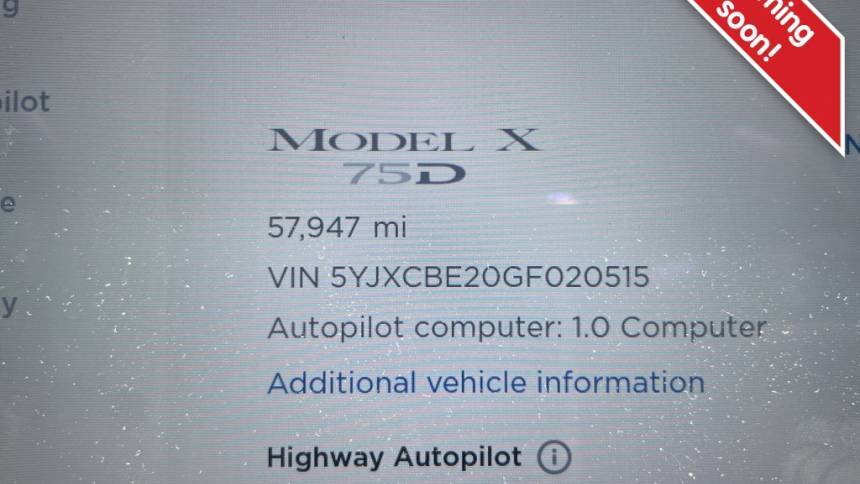 2016 Tesla Model X 5YJXCBE20GF020515
