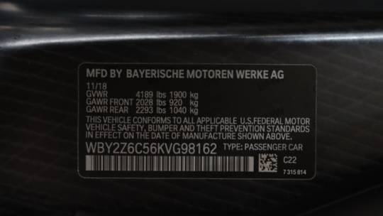 2019 BMW i8 WBY2Z6C56KVG98162