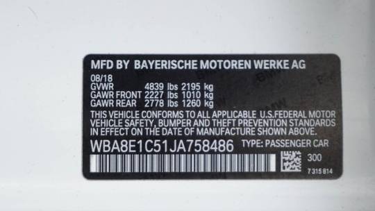 2018 BMW 3 Series WBA8E1C51JA758486