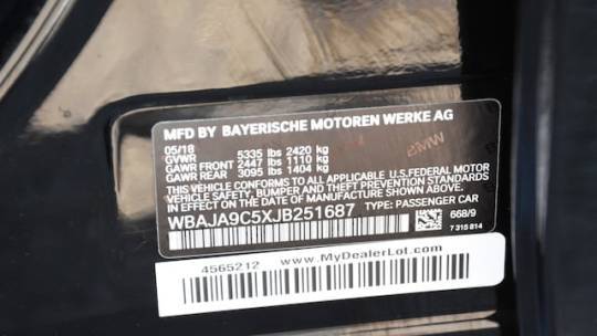 2018 BMW 5 Series WBAJA9C5XJB251687