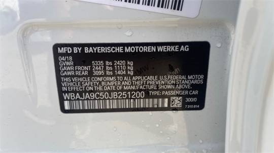 2018 BMW 5 Series WBAJA9C50JB251200