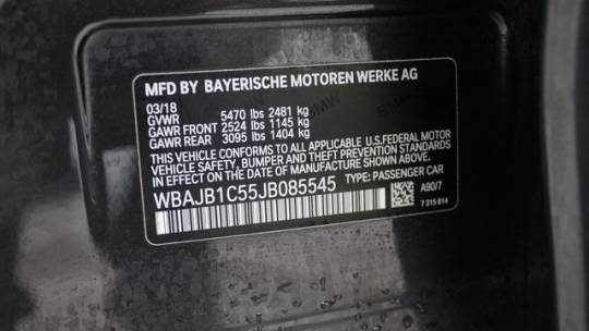2018 BMW 5 Series WBAJB1C55JB085545