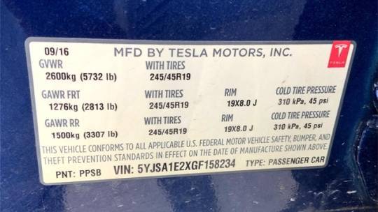 2016 Tesla Model S 5YJSA1E2XGF158234