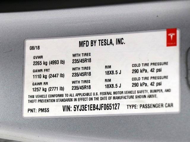 2018 Tesla Model 3 5YJ3E1EB4JF065127