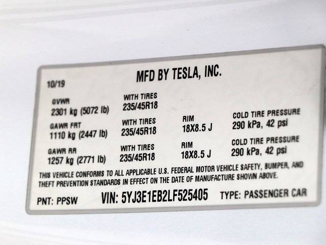 2020 Tesla Model 3 5YJ3E1EB2LF525405
