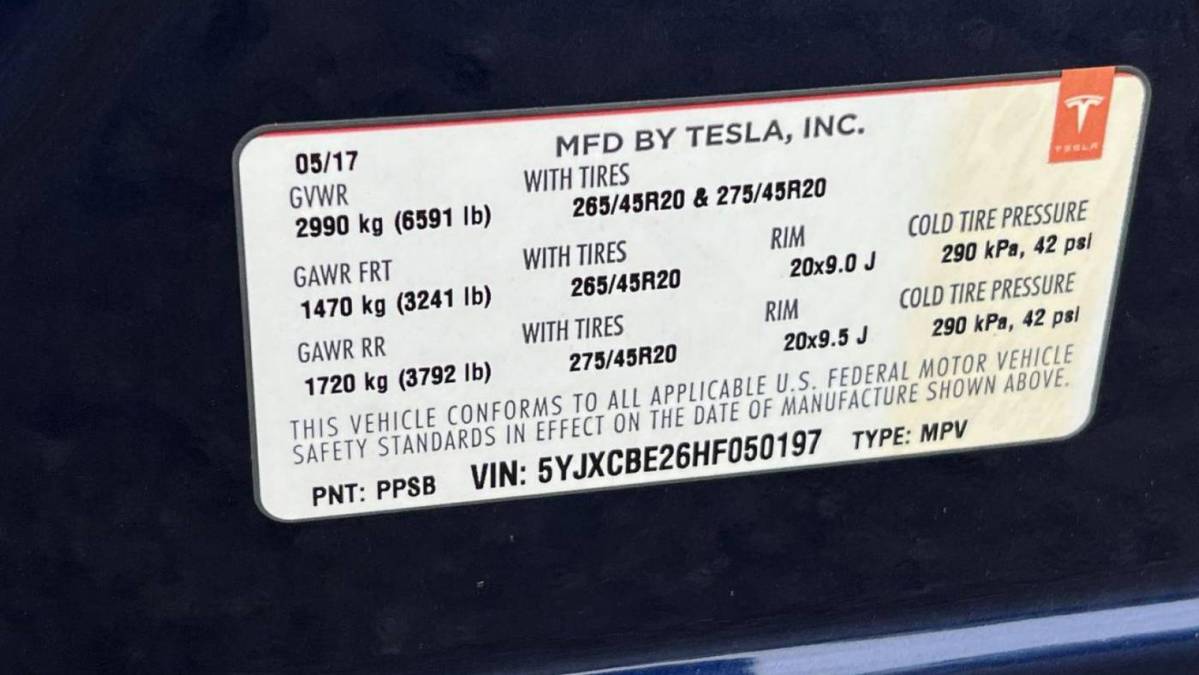 2017 Tesla Model X 5YJXCBE26HF050197