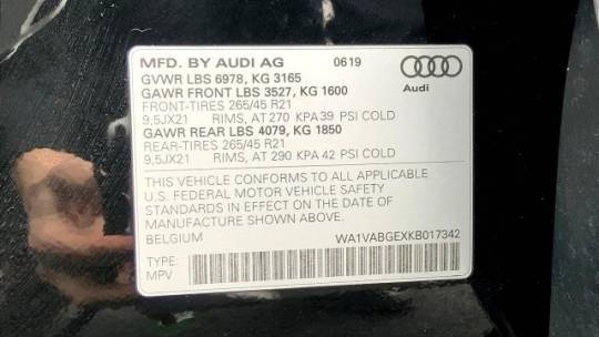 2019 Audi e-tron WA1VABGEXKB017342