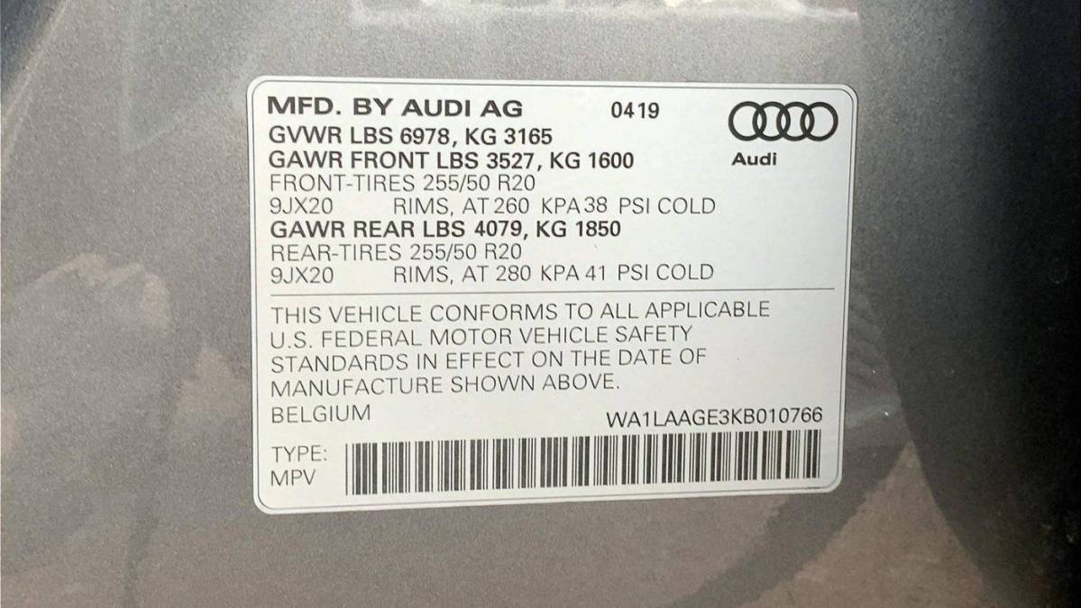 2019 Audi e-tron WA1LAAGE3KB010766