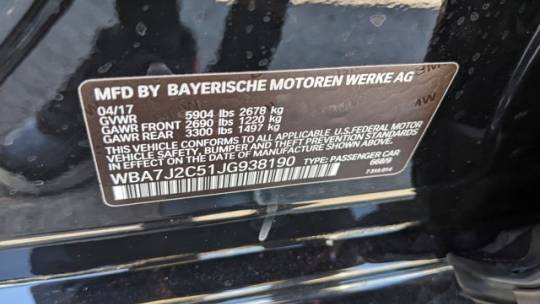 2018 BMW 7 Series WBA7J2C51JG938190