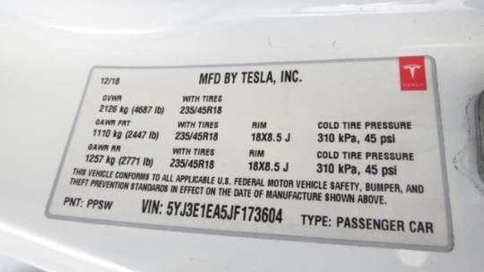 2018 Tesla Model 3 5YJ3E1EA5JF173604