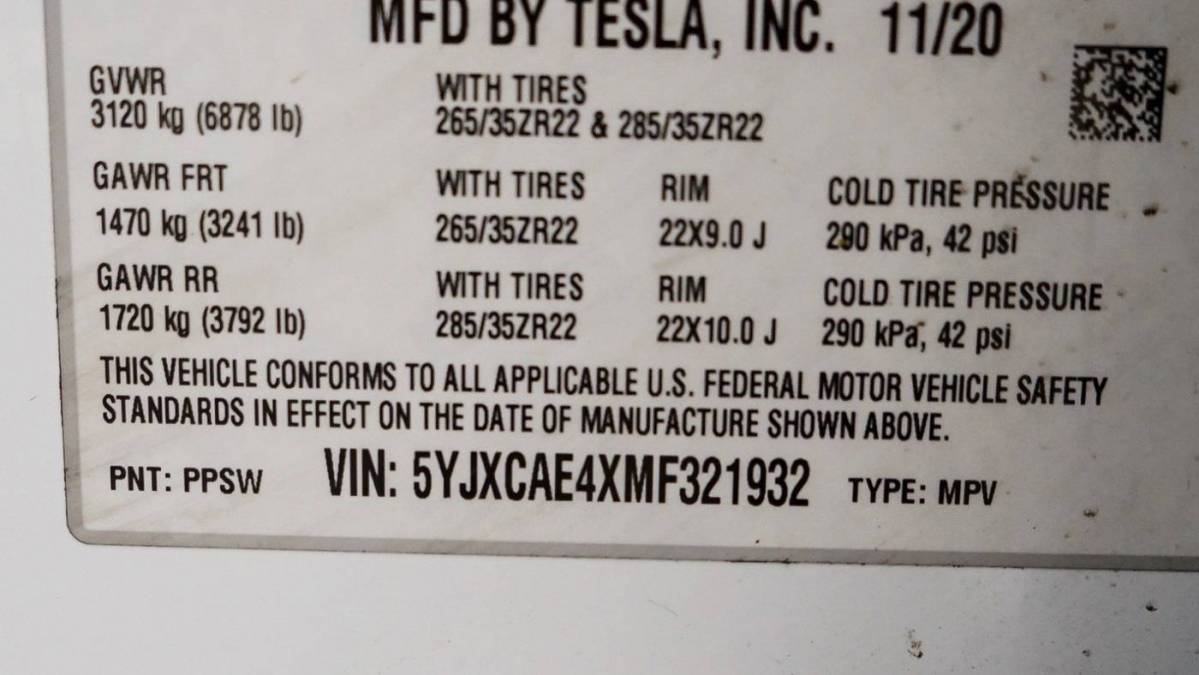 2021 Tesla Model X 5YJXCAE4XMF321932