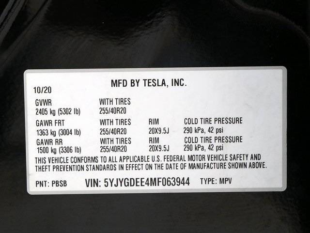 2021 Tesla Model Y 5YJYGDEE4MF063944