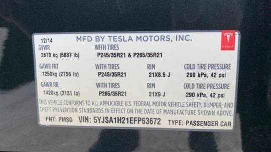 2014 Tesla Model S 5YJSA1H21EFP63672