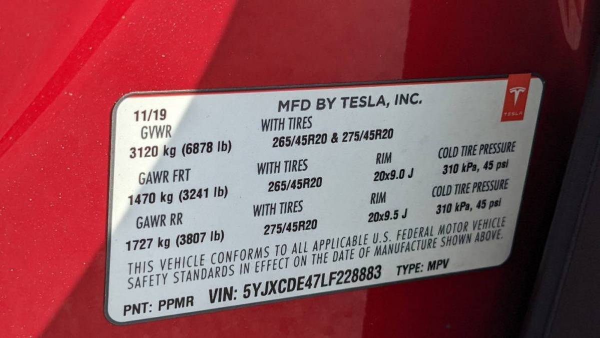2020 Tesla Model X 5YJXCDE47LF228883