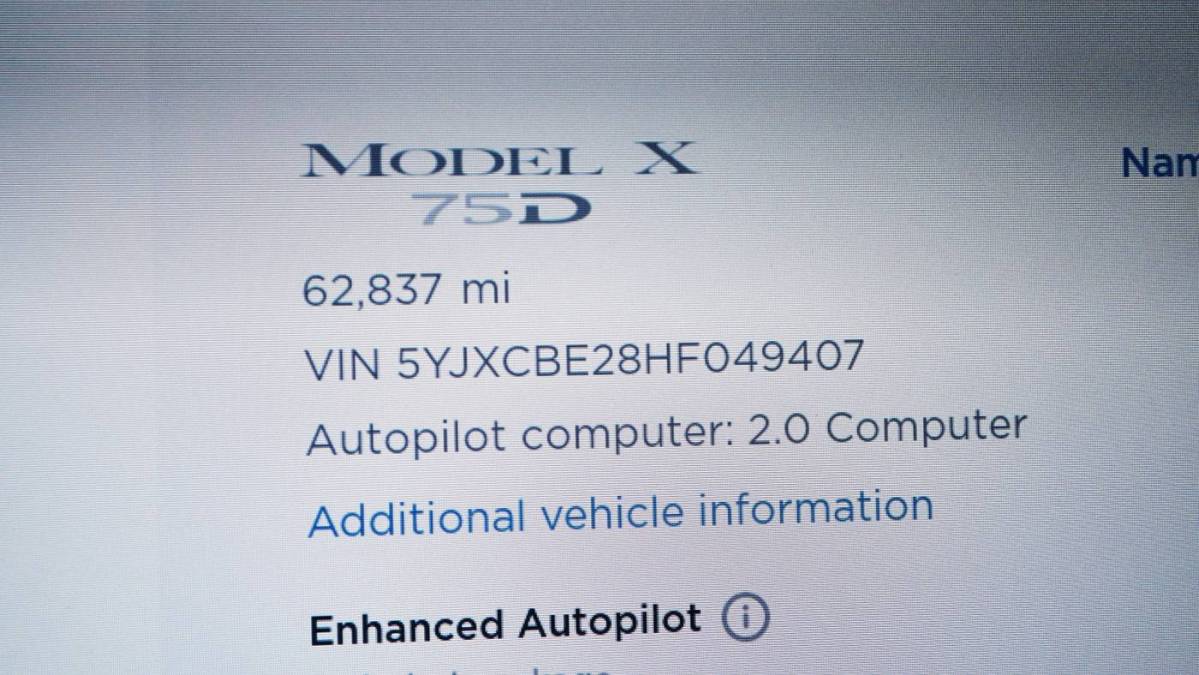 2017 Tesla Model X 5YJXCBE28HF049407