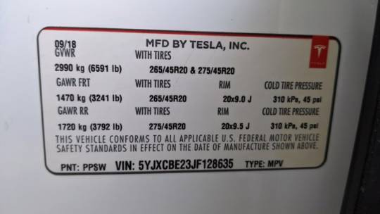 2018 Tesla Model X 5YJXCBE23JF128635