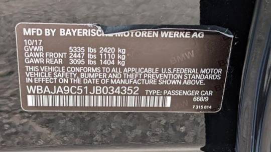2018 BMW 5 Series WBAJA9C51JB034352
