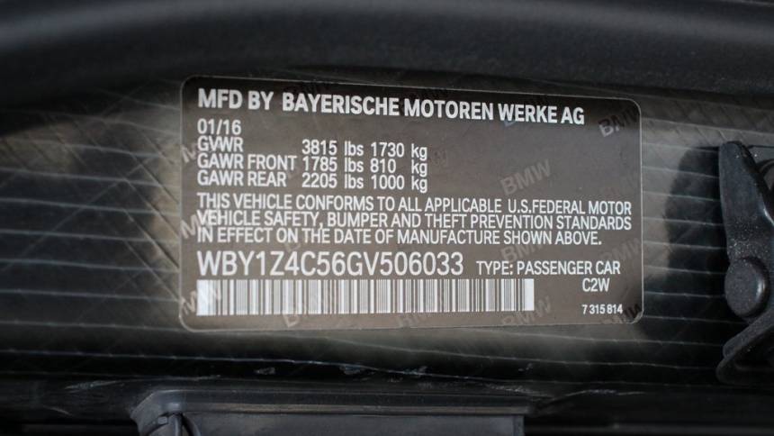 2016 BMW i3 WBY1Z4C56GV506033
