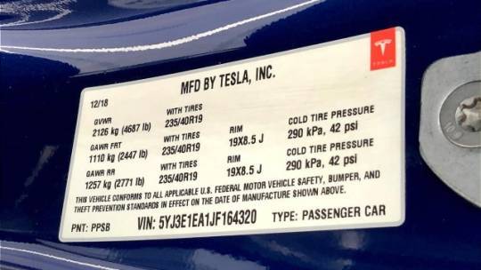 2018 Tesla Model 3 5YJ3E1EA1JF164320