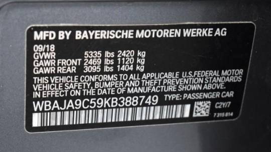 2019 BMW 5 Series WBAJA9C59KB388749