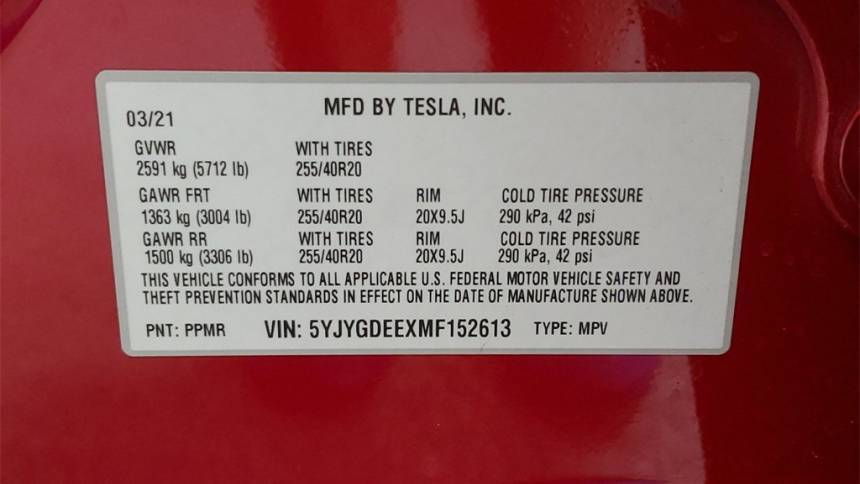 2021 Tesla Model Y 5YJYGDEEXMF152613
