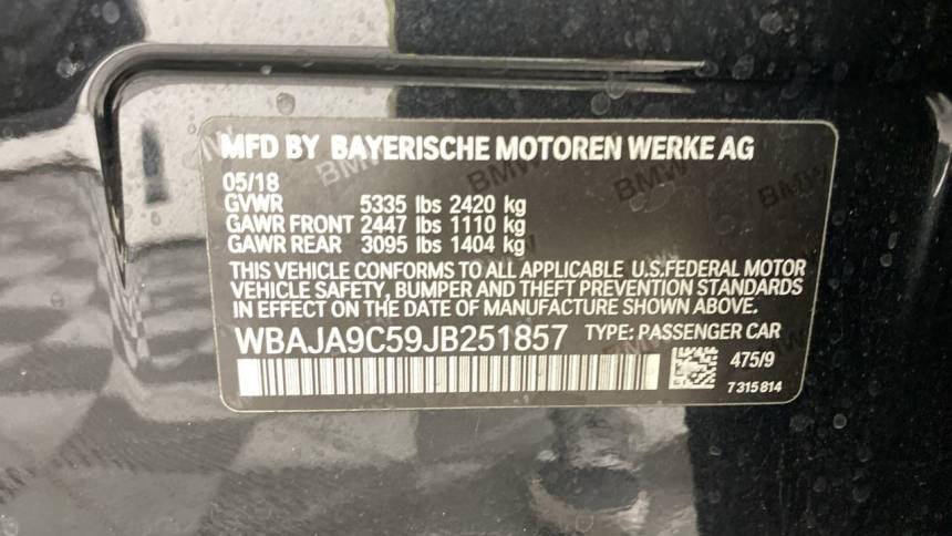 2018 BMW 5 Series WBAJA9C59JB251857