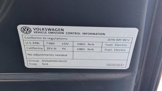 2016 Volkswagen e-Golf WVWKP7AU4GW915150