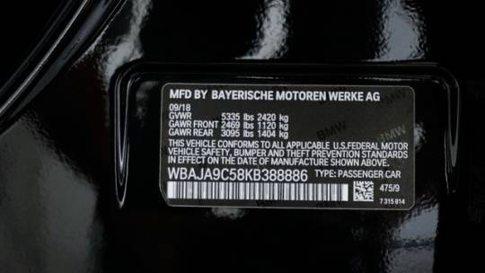 2019 BMW 5 Series WBAJA9C58KB388886