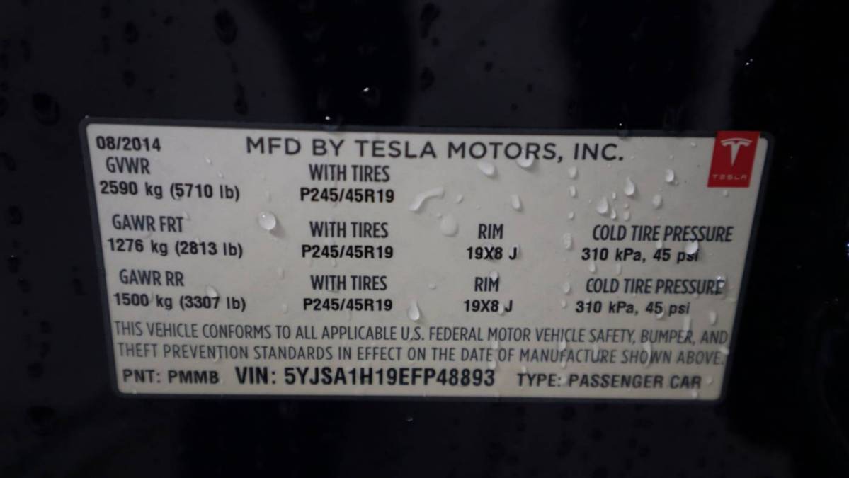 2014 Tesla Model S 5YJSA1H19EFP48893