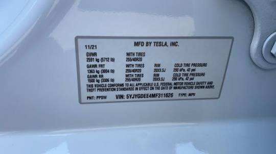 2021 Tesla Model Y 5YJYGDEE4MF311626