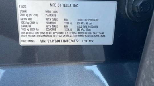 2021 Tesla Model Y 5YJYGDEE1MF074772