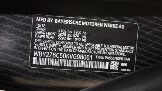 2019 BMW i8 WBY2Z6C50KVG98061
