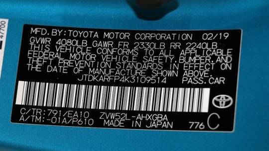 2019 Toyota Prius Prime JTDKARFP4K3109514