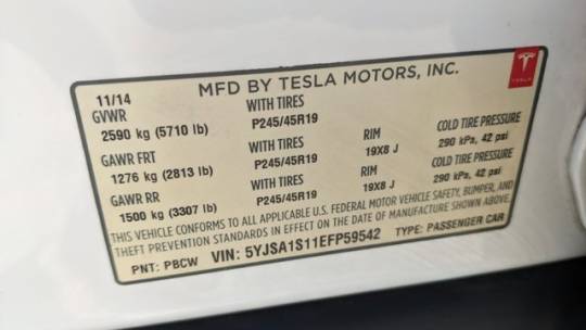 2014 Tesla Model S 5YJSA1S11EFP59542