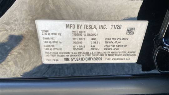 2021 Tesla Model S 5YJSA1E43MF426005