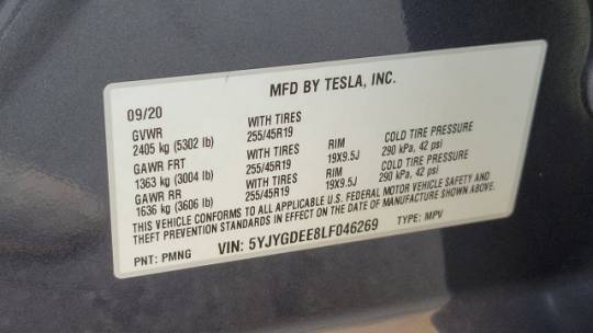 2020 Tesla Model Y 5YJYGDEE8LF046269