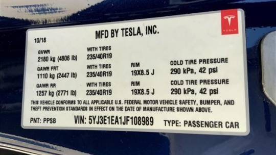2018 Tesla Model 3 5YJ3E1EA1JF108989