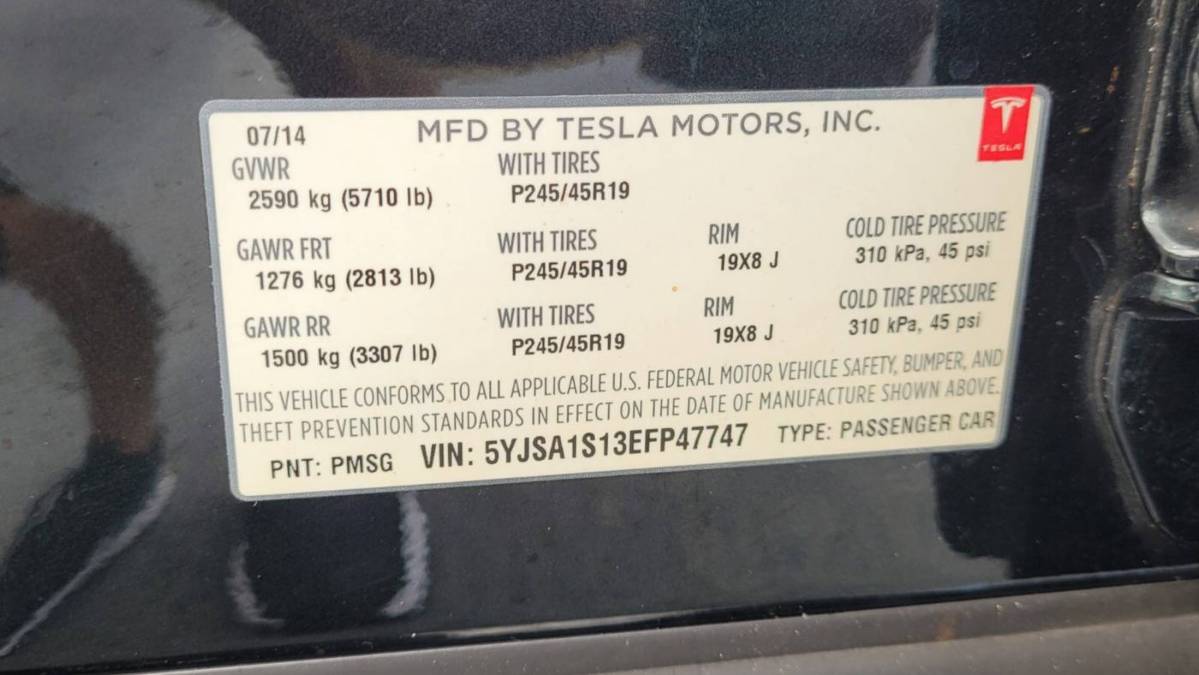 2014 Tesla Model S 5YJSA1S13EFP47747