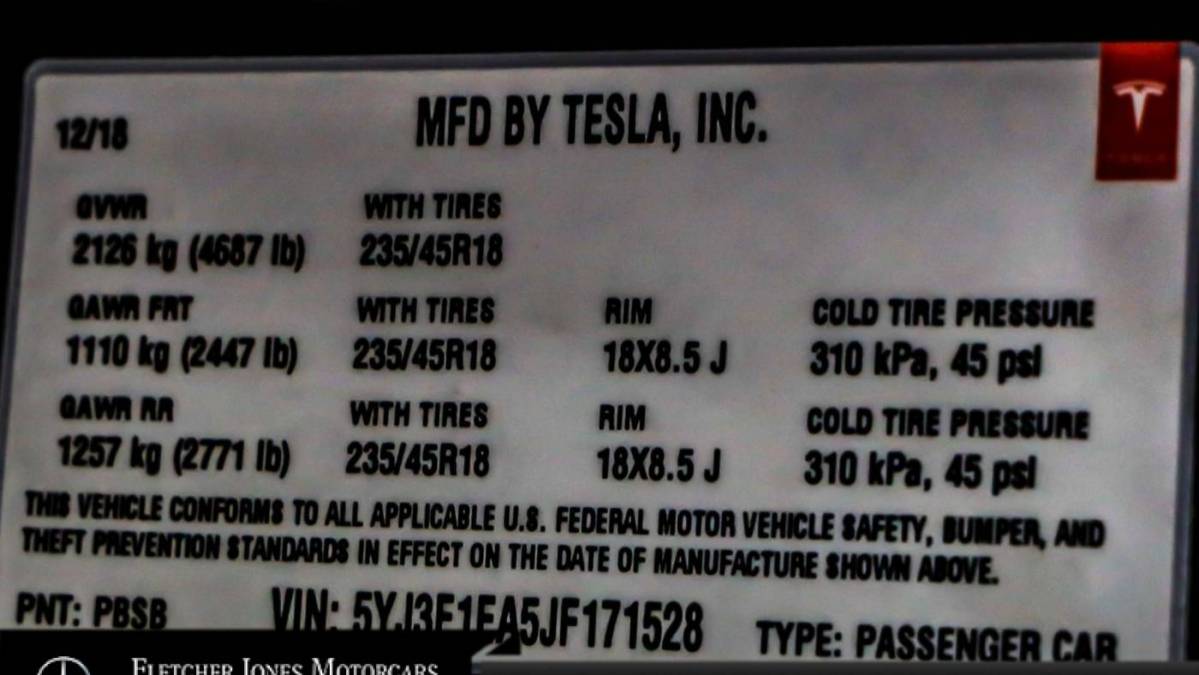 2018 Tesla Model 3 5YJ3E1EA5JF171528