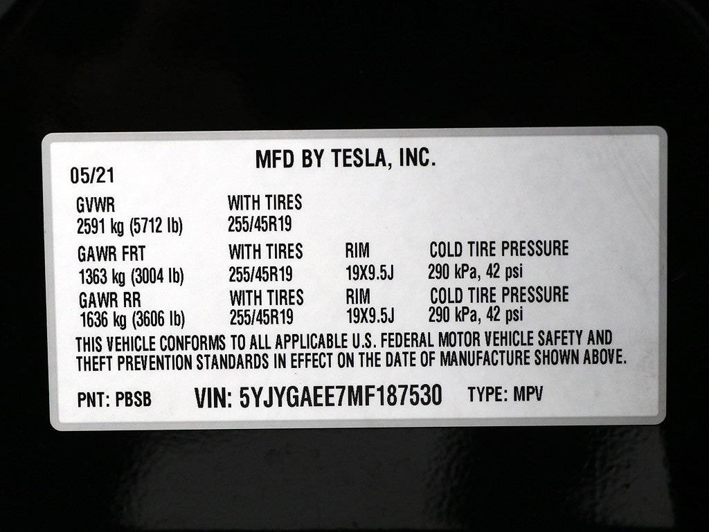 2021 Tesla Model Y 5YJYGAEE7MF187530