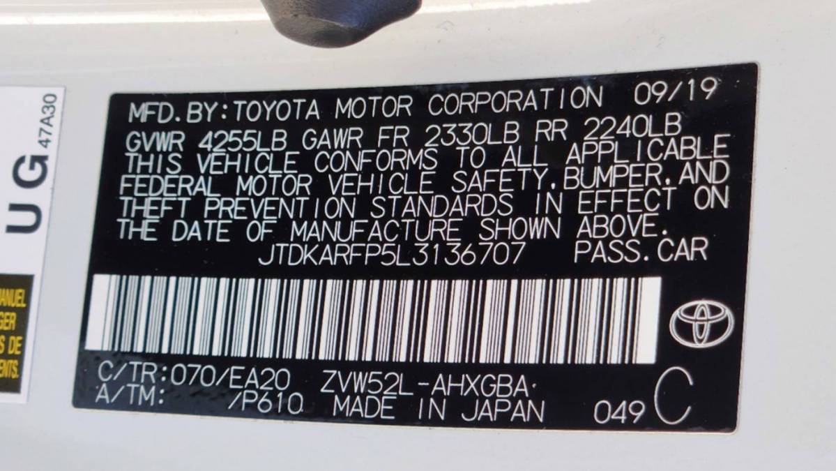 2020 Toyota Prius Prime JTDKARFP5L3136707