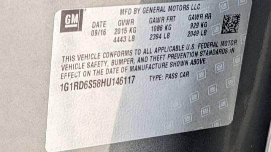 2017 Chevrolet VOLT 1G1RD6S58HU146117