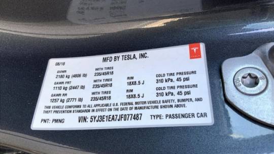 2018 Tesla Model 3 5YJ3E1EA7JF077487